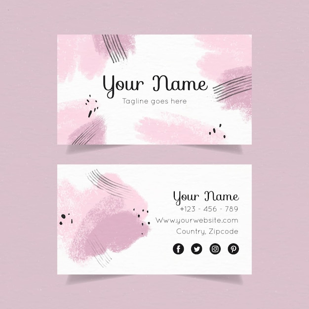 Vector hand painted template for business cards