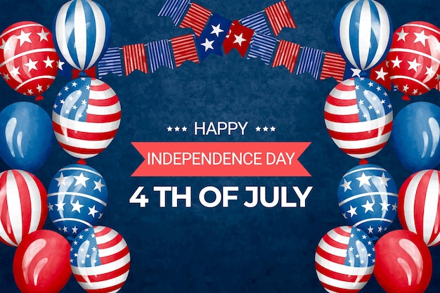 Ручная роспись акварелью 4 июля - иллюстрация дня независимости