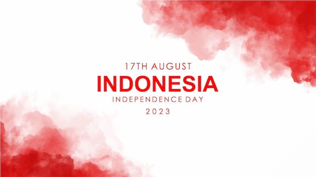 Vector hand painted watercolor background of indonesia independence day