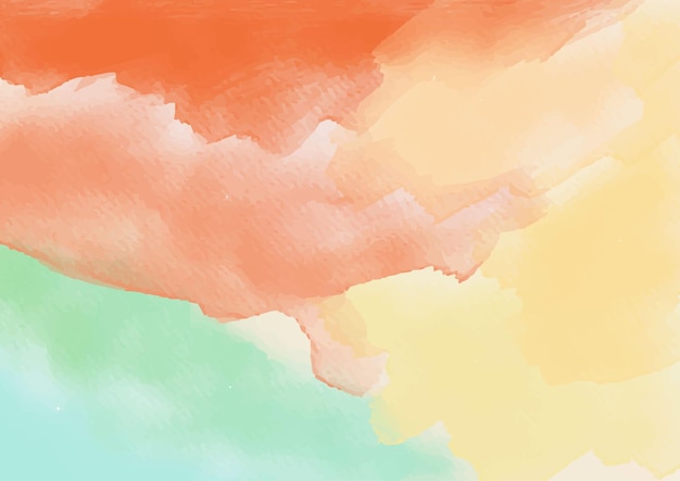 手描きの水彩画の背景ピンクと雲のベクトル図