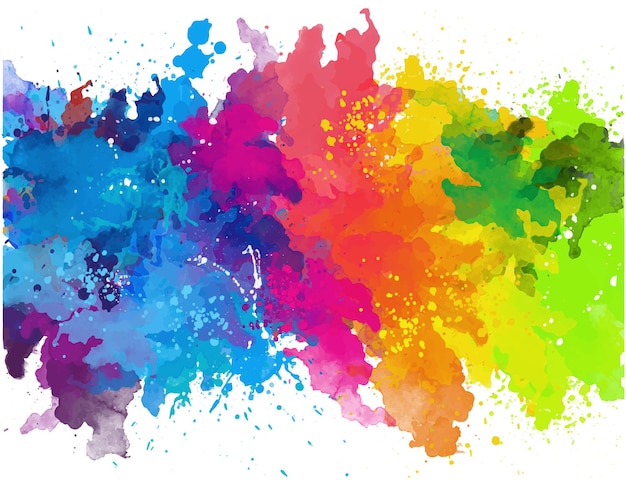 Vector hand painted watercolor background with colorful paint splashes