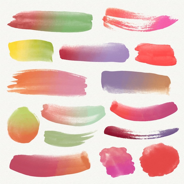 Vector hand painted watercolor brush strokes collection