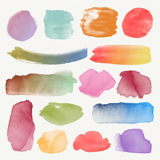 Vector hand painted watercolor brush strokes collection