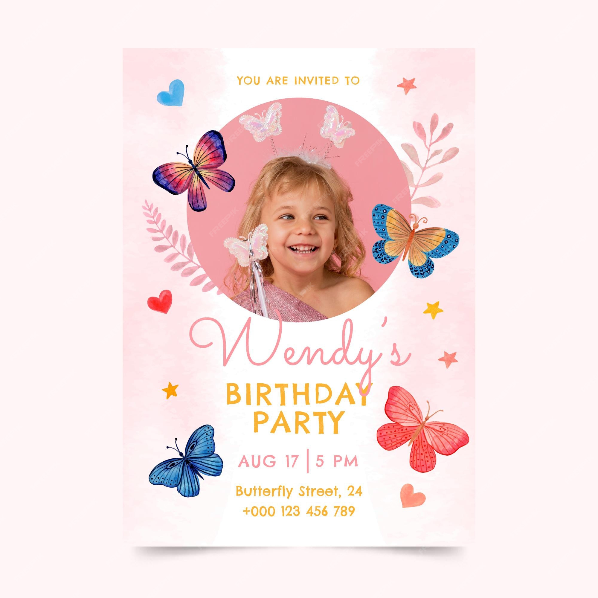 premium-vector-hand-painted-watercolor-butterfly-birthday-invitation