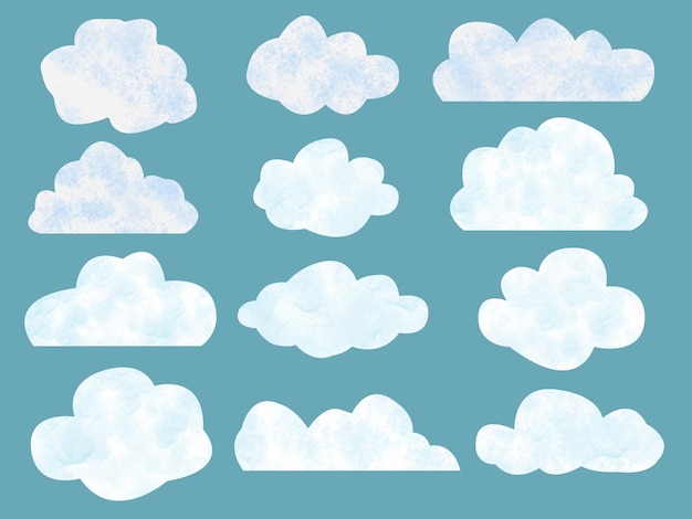 Hand painted watercolor cloud clipart