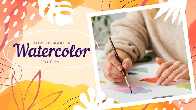 Vector hand painted watercolor craft youtube thumbnail