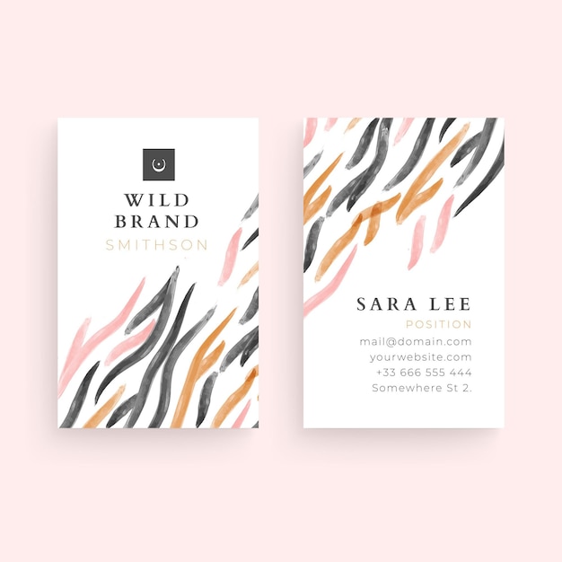 Vector hand painted watercolor double-sided business card