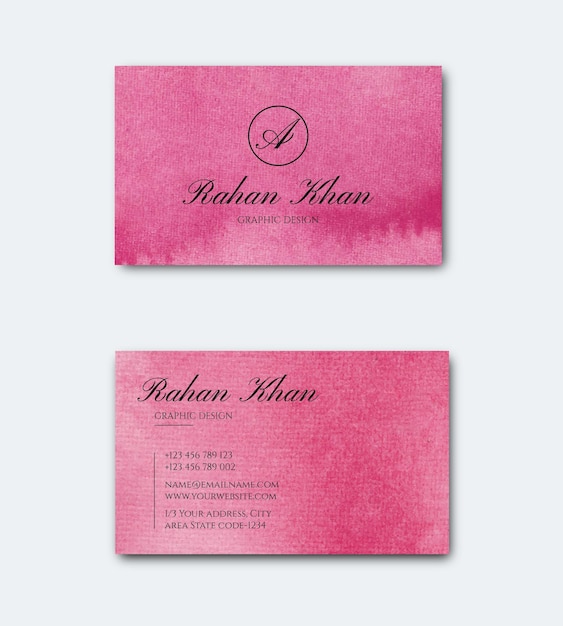 hand painted watercolor double sided business card