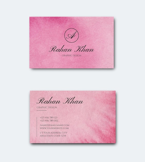 hand painted watercolor double sided business card