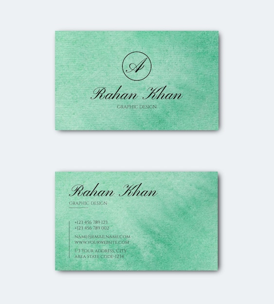 Hand painted watercolor doublesided business card