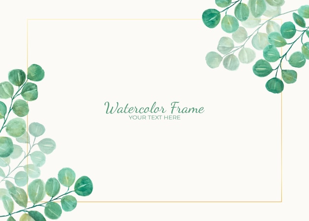 Hand painted of watercolor eucalyptus leaves as background frame