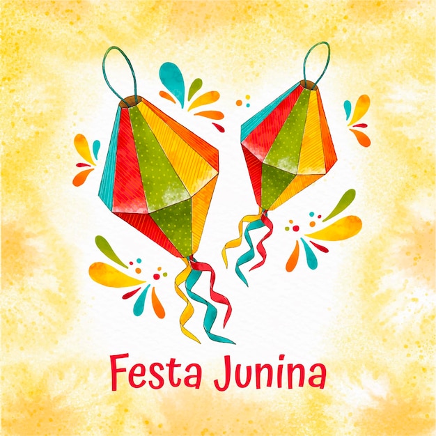 Vettore illustrazione di festa junina dell'acquerello dipinto a mano