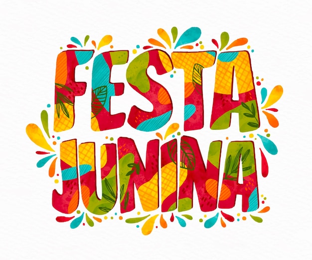 Hand painted watercolor festa junina illustration