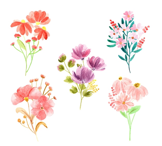 Hand painted watercolor of floral arrangements