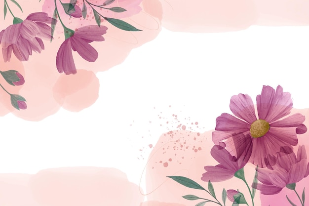 手描きの水彩花柄の壁紙