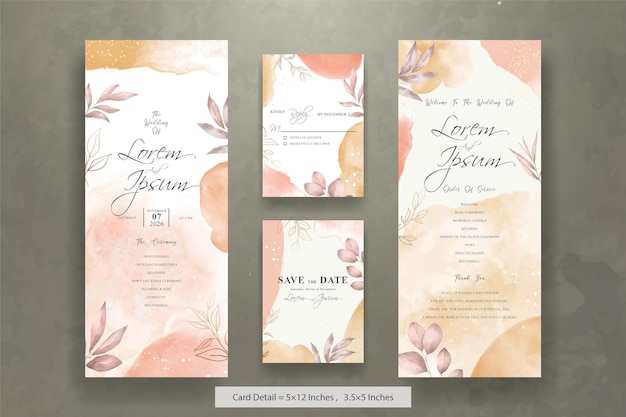 Hand Painted Watercolor Floral Wedding Invitation Menu Template