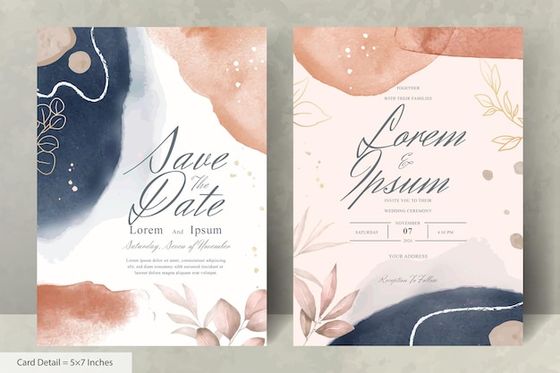 Hand Painted Watercolor Floral Wedding Invitation Set Template