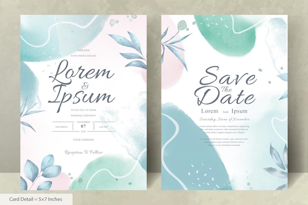 Hand painted watercolor floral wedding invitation template