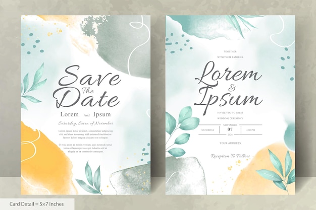 Hand painted watercolor floral wedding invitation template