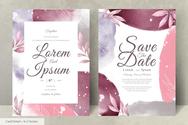 Hand Painted Watercolor Floral Wedding Invitation Template