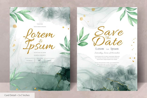 Hand Painted Watercolor Floral Wedding Invitation Template