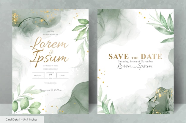 Hand painted watercolor floral wedding invitation template