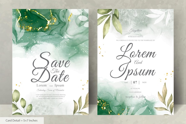 Vector hand painted watercolor floral wedding invitation template