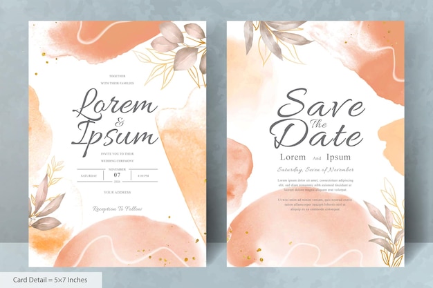 Hand painted watercolor floral wedding invitation template