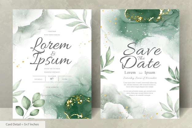 Hand painted watercolor floral wedding invitation template