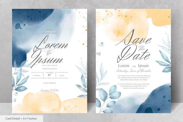 Hand Painted Watercolor Floral Wedding Invitation Template