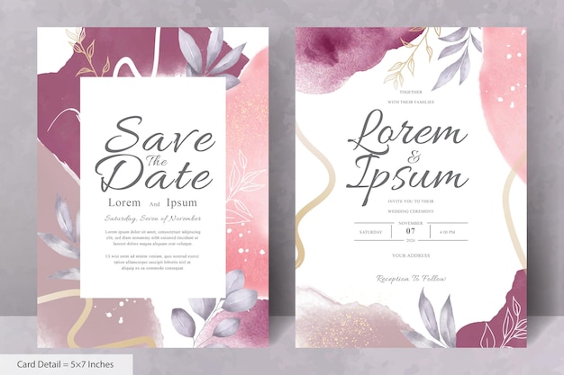 Hand painted watercolor floral wedding invitation template