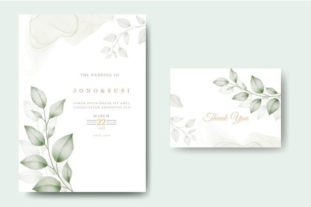 Hand painted watercolor floral wedding invitation