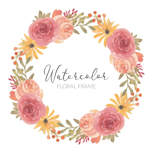 Hand painted watercolor floral wreath element for decoration