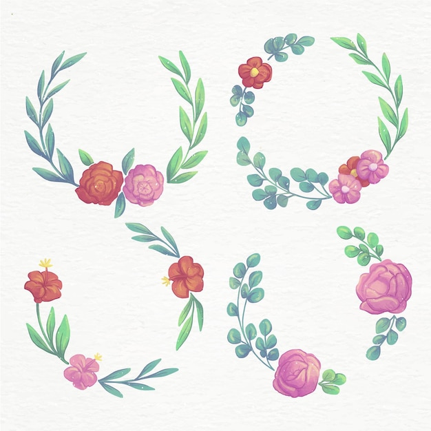 Hand painted watercolor floral wreaths collection