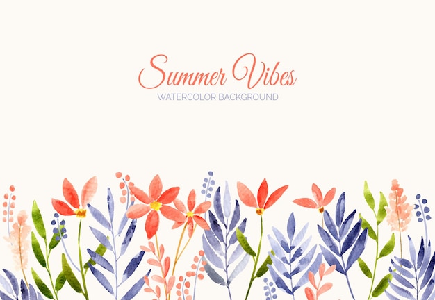 Vector hand painted watercolor of flowers background