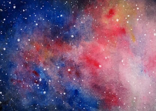 Hand painted watercolor galaxy background with stars