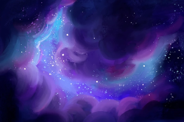 ベクトル 手描きの水彩銀河の背景