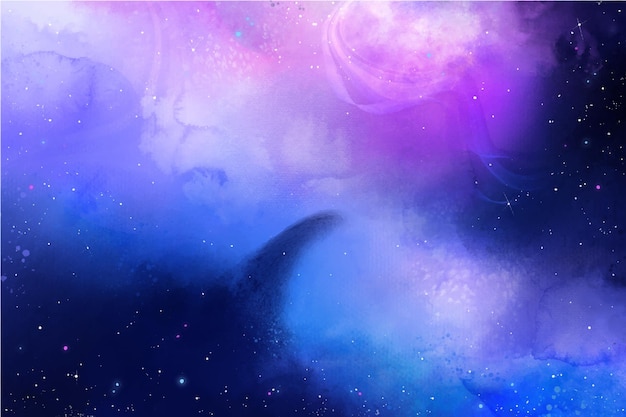 手描きの水彩銀河の背景