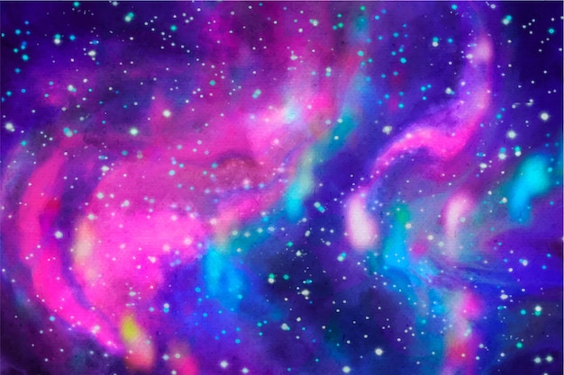 手描きの水彩銀河の背景