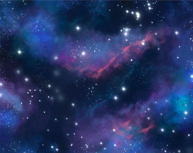 Vector hand painted watercolor galaxy background