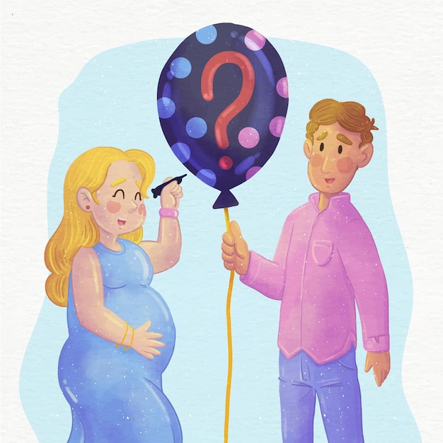 Hand painted watercolor gender reveal concept