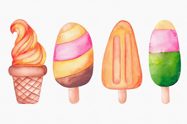 Hand painted watercolor ice cream pack