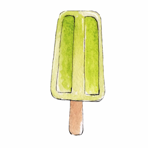 Hand painted watercolor ice cream on stick vector illustration