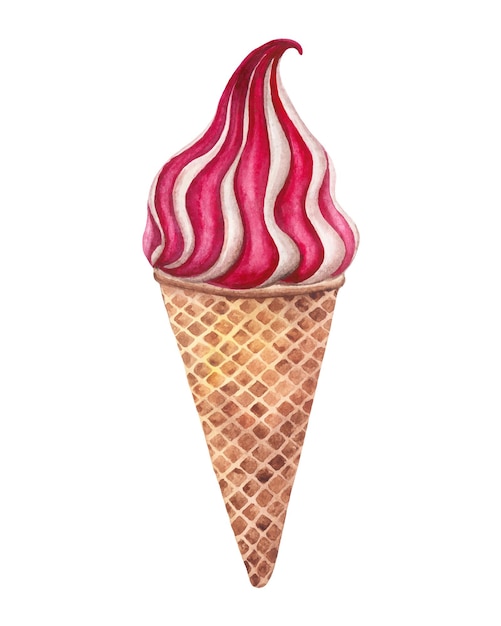 Hand painted watercolor ice cream