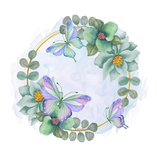 Hand painted watercolor lovely spring floral frame