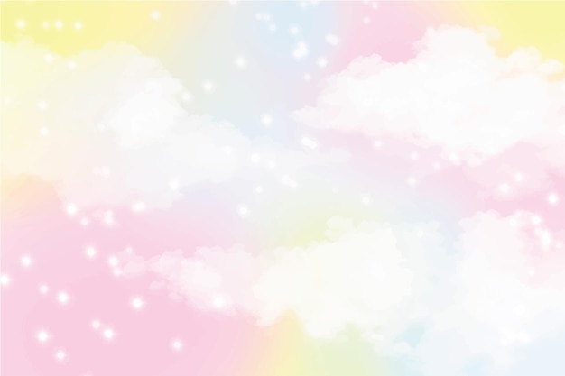 Vector hand painted watercolor pastel sky background