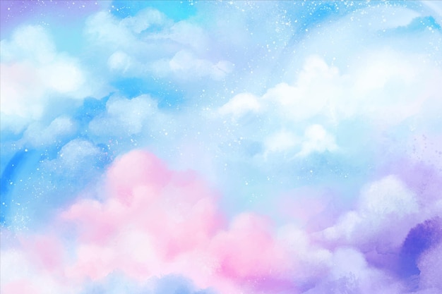 Vector hand painted watercolor pastel sky background