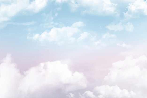 Vettore fondo pastello della nuvola del cielo dell'acquerello dipinto a mano