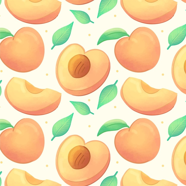 Hand painted watercolor peach pattern