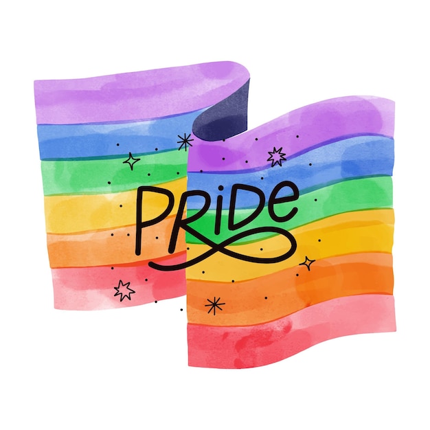 Vector hand painted watercolor pride day flag illustration